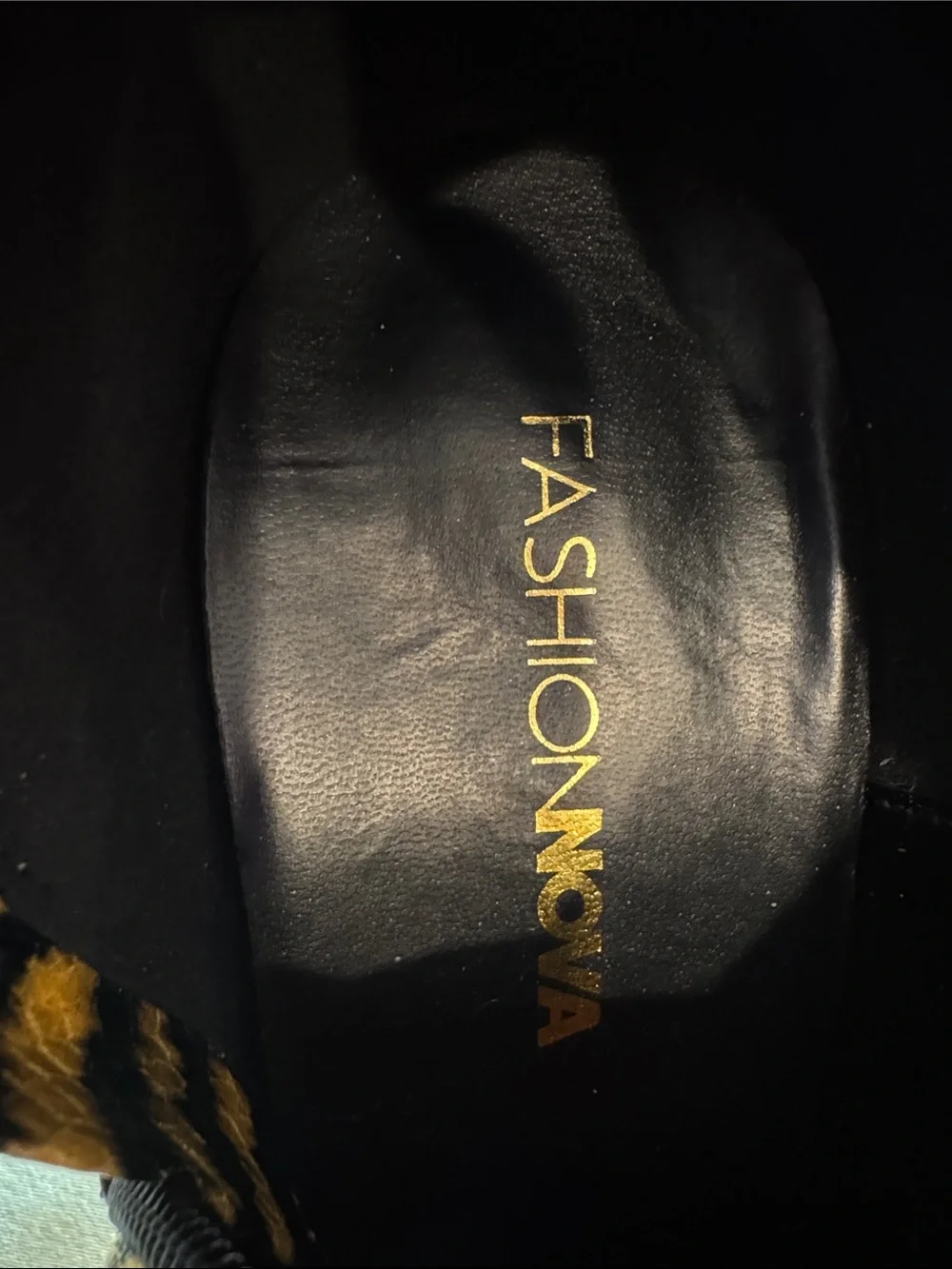Fashion Nova tiger-print thigh-high boots size 9